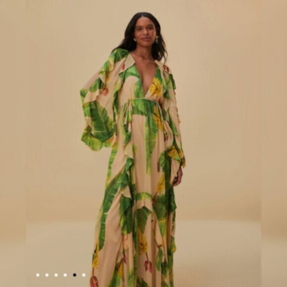 NWT Farm Rio Fresh Banana Maxi Dress - Picture 3 of 17